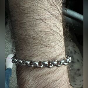 Men's Polished Silver Link Bracelet - Classic Chain Style